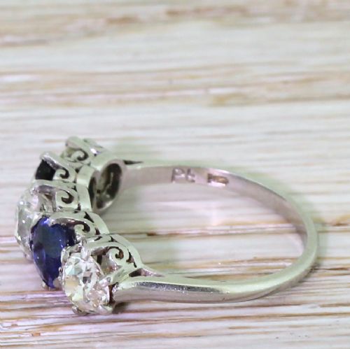 fig 2. Art Deco 1.25 Carat Old Cut Diamond & Sapphire Five Stone Ring, circa 1925
