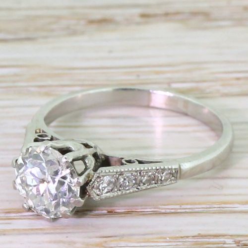 Art Deco 1.08 Carat Old Cut Diamond Engagement Ring, Circa 1920
