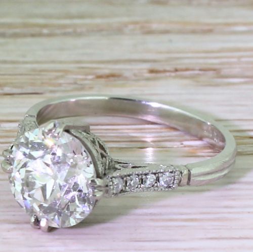 Art Deco 2.77 Old European Cut Diamond Engagement Ring, Circa 1915
