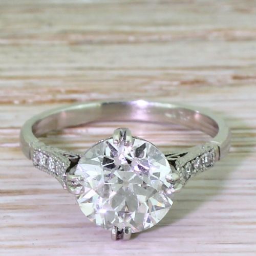 fig 1. Art Deco 2.77 Old European Cut Diamond Engagement Ring, circa 1915
