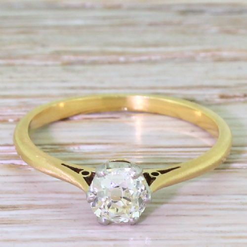 fig 1. Art Deco 0.78 Carat Old Cushion Cut Diamond Engagement Ring, circa 1935
