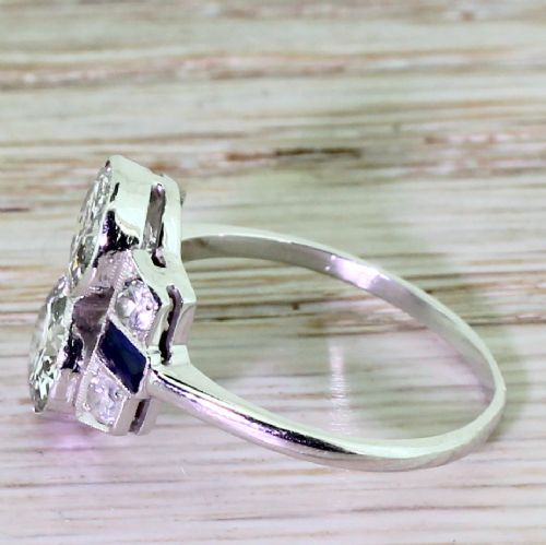 fig 2. Art Deco 2.00 Carat Old Cut Diamond Double Solitaire Ring, circa 1920
