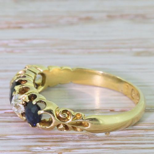 fig 2. Victorian Sapphire & Old Cut Diamond Five Stone Ring, dated 1893
