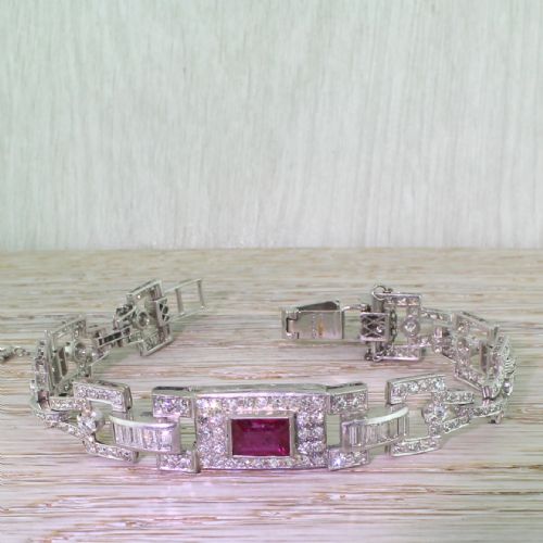 fig 1. Art Deco 10.00 Carat Diamond & 2.00 Carat Ruby Bracelet, circa 1940
