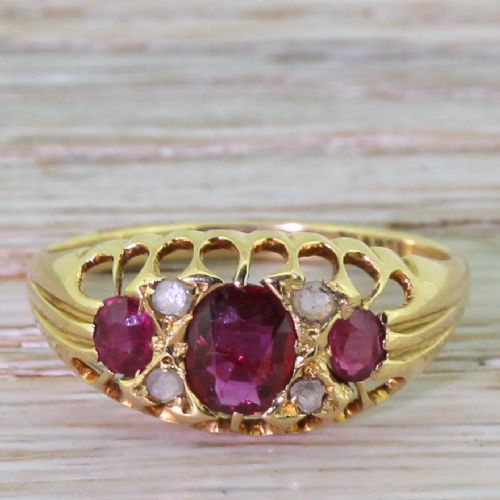 fig 1. Victorian 1.00 Carat Ruby Trilogy & Diamond Ring, circa 1900
