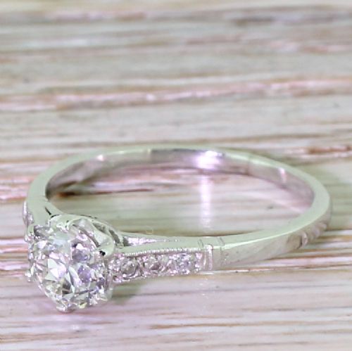 Art Deco 0.68 Carat Old Cut Diamond Engagement Ring, Circa 1920
