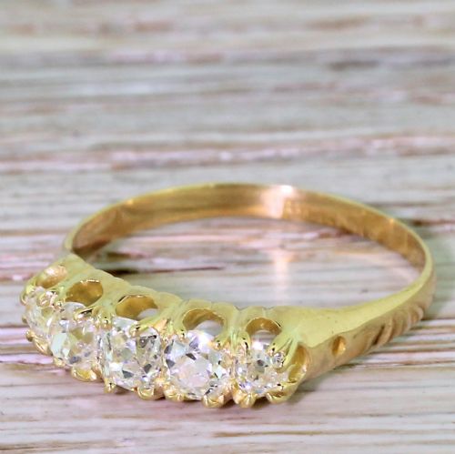Victorian 1.15 Carat Old Cut Diamond Five Stone Ring, Circa 1890
