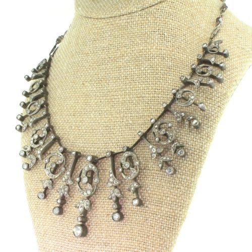 Victorian 3.50 Carat Rose Cut Diamond & Ruby Necklace, Circa 1850
