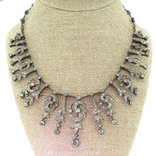 fig 1. Victorian 3.50 Carat Rose Cut Diamond & Ruby Necklace, circa 1850
