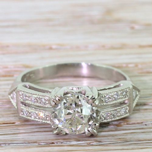 fig 1. Retro 1.41 Carat Old Cut Diamond Engagement Ring, circa 1950
