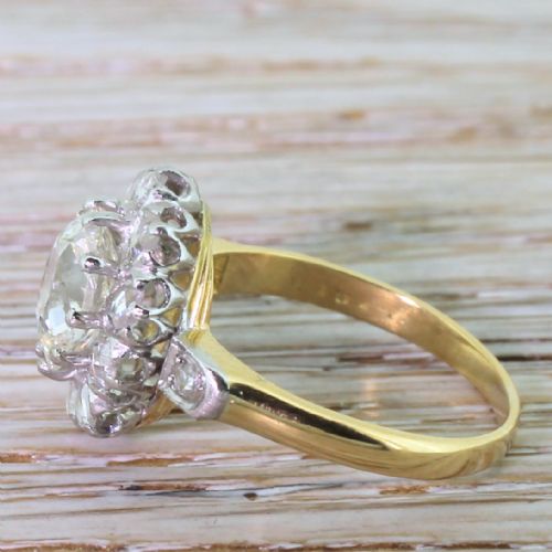 fig 2. Art Deco 1.60 Carat Old Cut & Rose Cut Diamond Cluster Ring, French, circa 1930