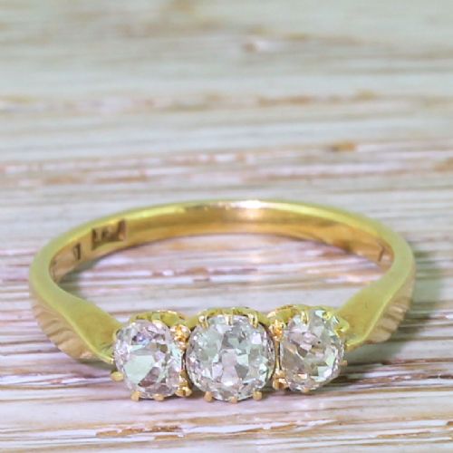 fig 1. Victorian 1.00 Carat Old Cut Diamond Trilogy Ring, circa 1880
