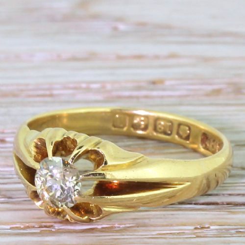 Edwardian 0.50 Carat Old Cut Diamond Solitaire Ring, Dated 1910
