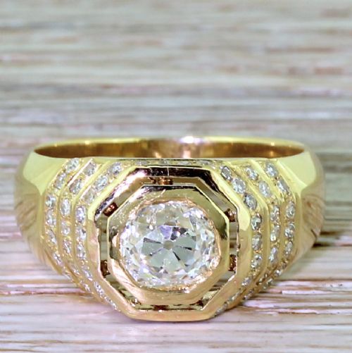 fig 1. Art Deco 1.45 Carat Old Cut Diamond “Hexagonal” Ring, circa 1940