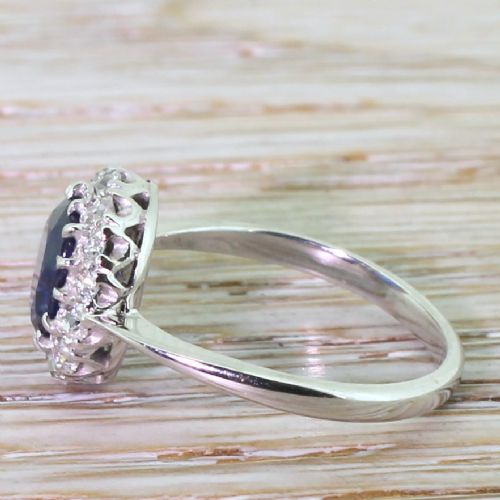 fig 2. Art Deco 1.70 Carat Natural Unheated Sapphire & Diamond Cluster Ring, circa 1935
