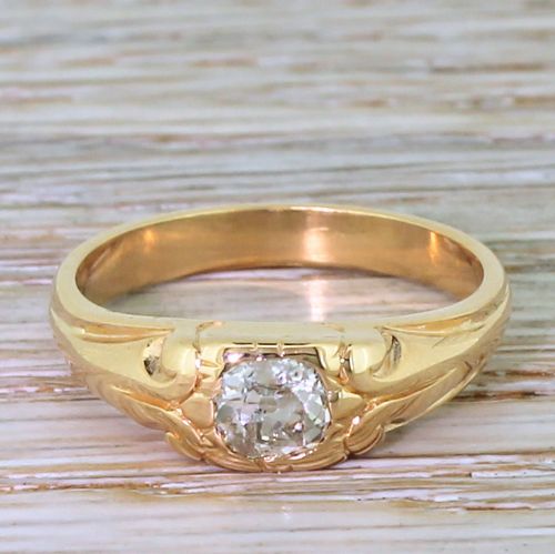 fig 1. Victorian 0.50 Carat Old Cut Diamond Rose Gold Solitaire Ring, circa 1900
