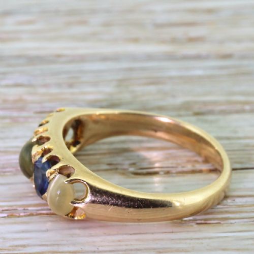 fig 2. Victorian Cat’s Eye & Sapphire Five Stone Ring, circa 1900