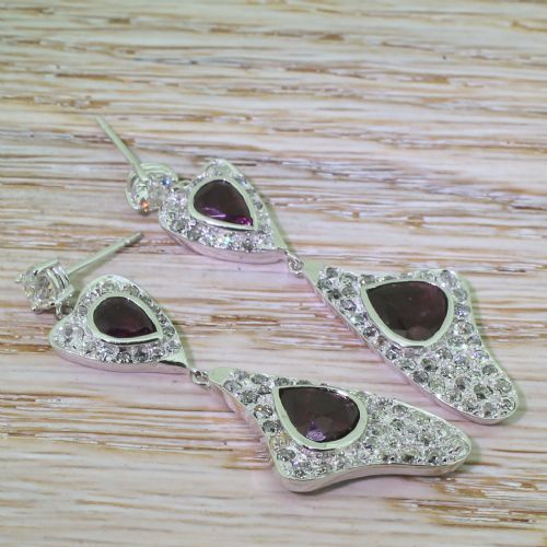 fig 2. Retro 6.16 Carat Ruby & 3.06 Carat Old Cut Diamond Drop Earrings, circa 1945
