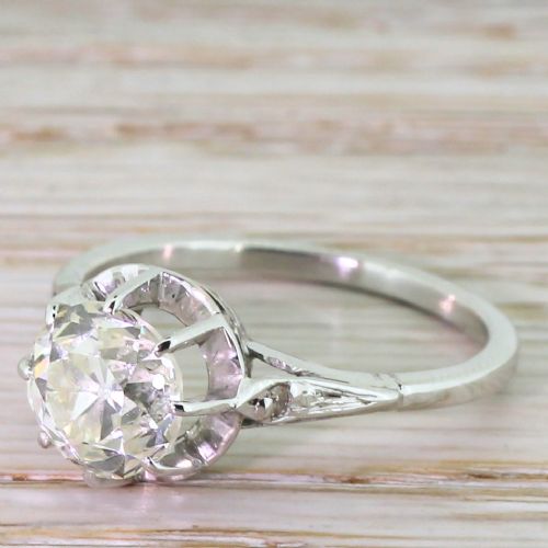 Art Deco 1.89 Carat Old Cut Diamond Engagement Ring, French, Circa 1930
