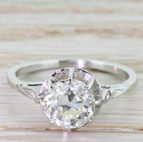 fig 1. Art Deco 1.89 Carat Old Cut Diamond Engagement Ring, French, circa 1930
