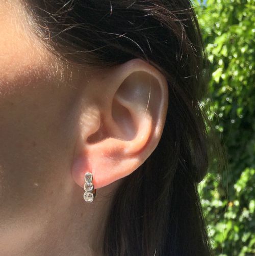 fig 1. Edwardian 0.90 Carat Old Cut Diamond Three Stone Earrings, circa 1910
