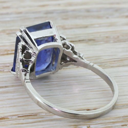 fig 3. Art Deco 10.82 Carat Emerald Cut Natural Sapphire Ring, circa 1935
