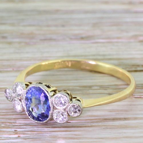 Art Deco 0.65 Carat Sapphire & Eight-cut Diamond Ring, Circa 1930
