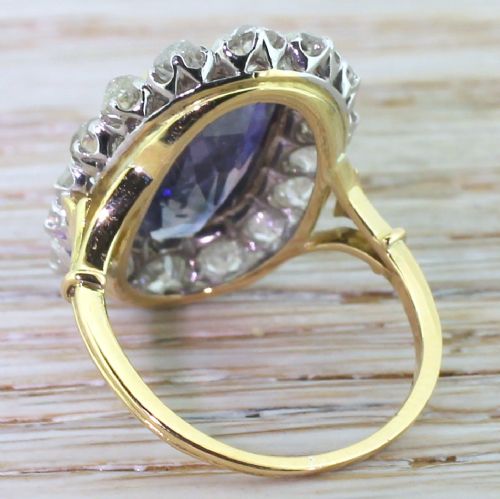 fig 3. Edwardian 6.90 Carat Natural Ceylon Sapphire & Old Cut Diamond Ring, circa 1910
