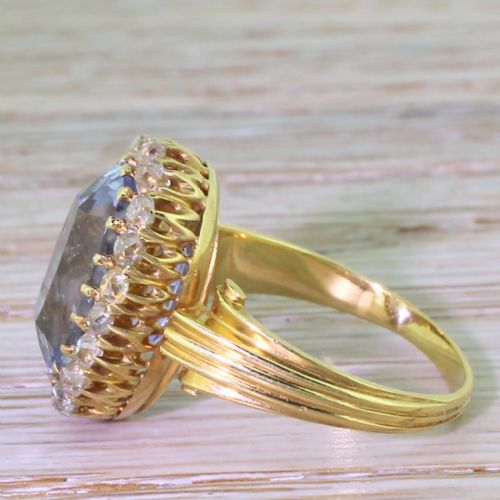 fig 1. Art Deco 9.06 Carat Natural Madagascan Sapphire & Old Cut Diamond Ring, circa 1930