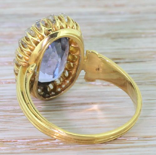 fig 2. Art Deco 9.06 Carat Natural Madagascan Sapphire & Old Cut Diamond Ring, circa 1930