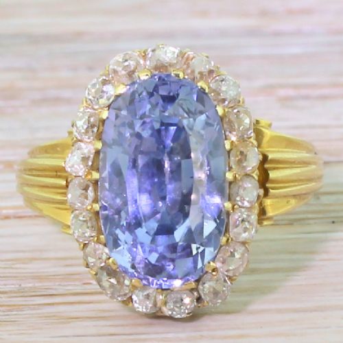 fig 3. Art Deco 9.06 Carat Natural Madagascan Sapphire & Old Cut Diamond Ring, circa 1930