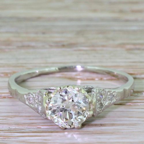 Art Deco 1.00 Carat Old Cut Diamond Engagement Ring, Circa 1915
