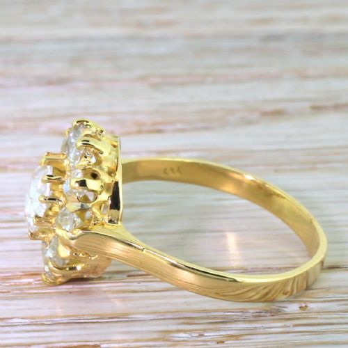 fig 2. Victorian 2.50 Carat Rose Cut & Old Cut Diamond Cluster Ring, circa 1900