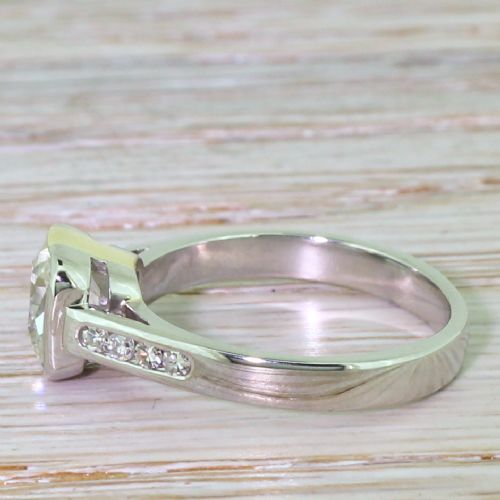 fig 2. 1.49 Carat Square Shaped Old Cut Diamond Engagement Ring, Platinum