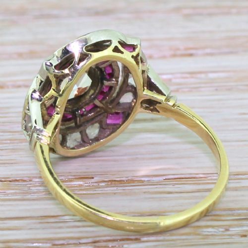 fig 1. Edwardian Rose Cut Diamond & Step Cut Ruby Cluster Ring, circa 1910