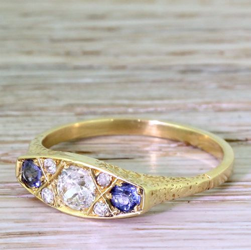 fig 1. Art Deco 0.50 Carat Diamond & Sapphire Trilogy Ring, circa 1920