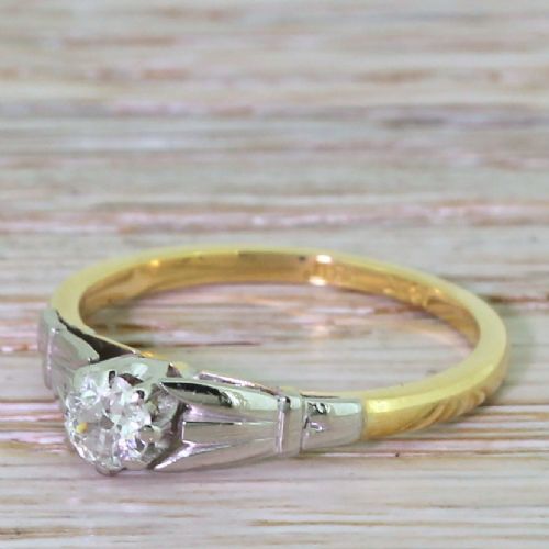 Art Deco 0.25 Carat Old Cut Diamond Engagement Ring, Circa 1935
