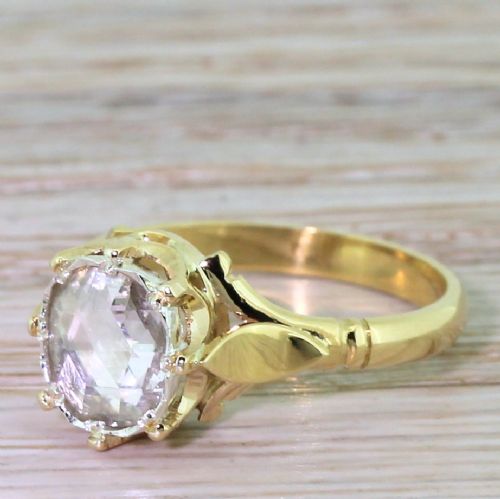 Victorian 0.50 Carat Rose Cut Diamond Solitaire Ring, Circa 1900
