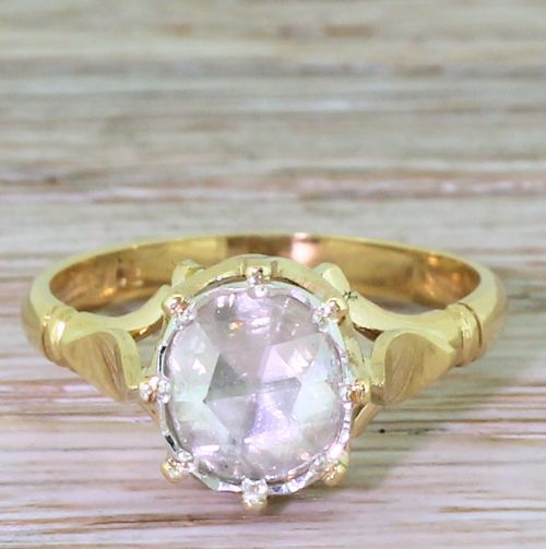 fig 1. Victorian 0.50 Carat Rose Cut Diamond Solitaire Ring, circa 1900