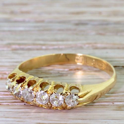 Victorian 0.35 Carat Old Cut Diamond Five Stone Ring, Dated 1875

