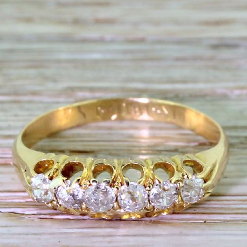 fig 1. Victorian 0.35 Carat Old Cut Diamond Five Stone Ring, dated 1875