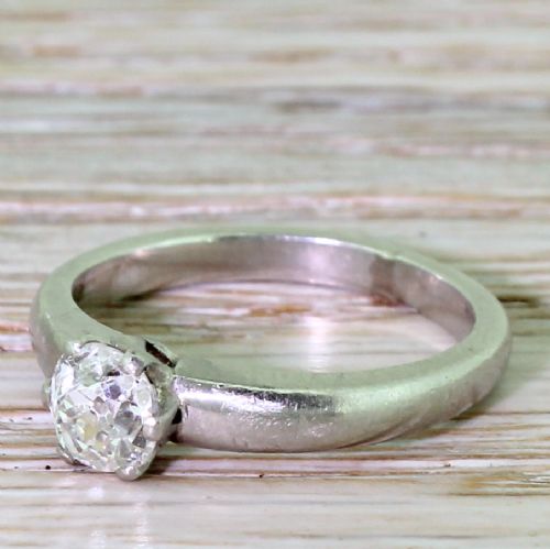 0.52 Carat Old Cut Diamond Engagement Ring, Platinum
