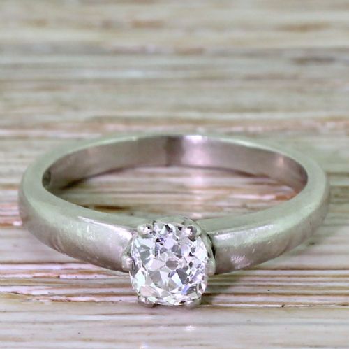 fig 1. 0.52 Carat Old Cut Diamond Engagement Ring, Platinum