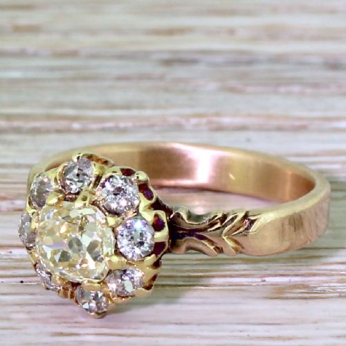 Victorian 1.40 Carat Old Cut Diamond Cluster Ring, Circa 1870
