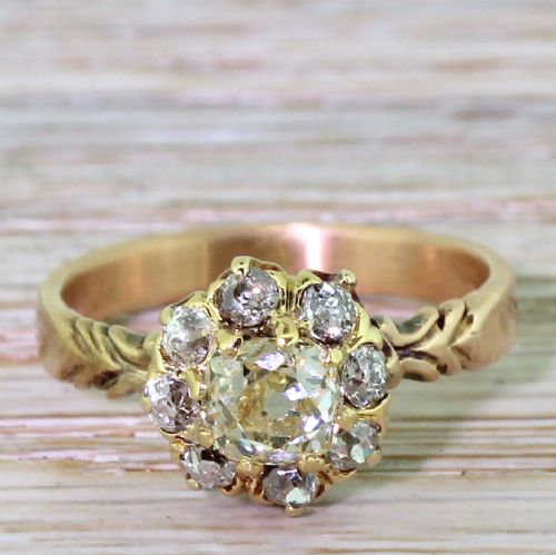 fig 1. Victorian 1.40 Carat Old Cut Diamond Cluster Ring, circa 1870