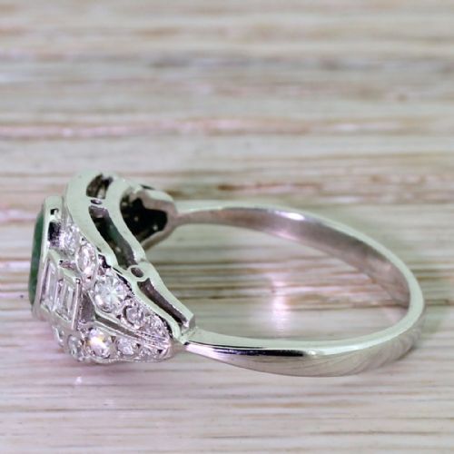 fig 2. Art Deco 0.65 Carat Oval Cut Emerald & Diamond Ring, circa 1940