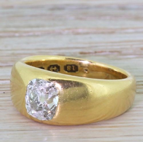 Mid Century 1.00 Carat Old Cut Diamond Solitaire Ring, Dated 1944
