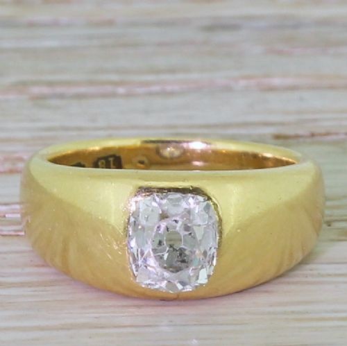 fig 1. Mid Century 1.00 Carat Old Cut Diamond Solitaire Ring, dated 1944