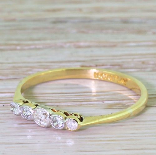 Art Deco 0.26 Carat Old Cut Diamond Five Stone Ring, Circa 1935
