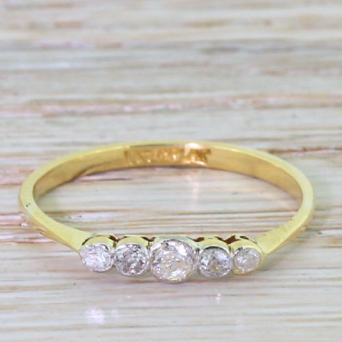 fig 1. Art Deco 0.26 Carat Old Cut Diamond Five Stone Ring, circa 1935